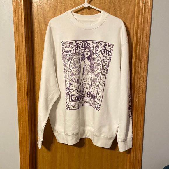 Taylor Swift SPEAK NOW (TAYLOR'S VERSION) TRACKLIST WHITE CREWNECK - Picture 1 of 5
